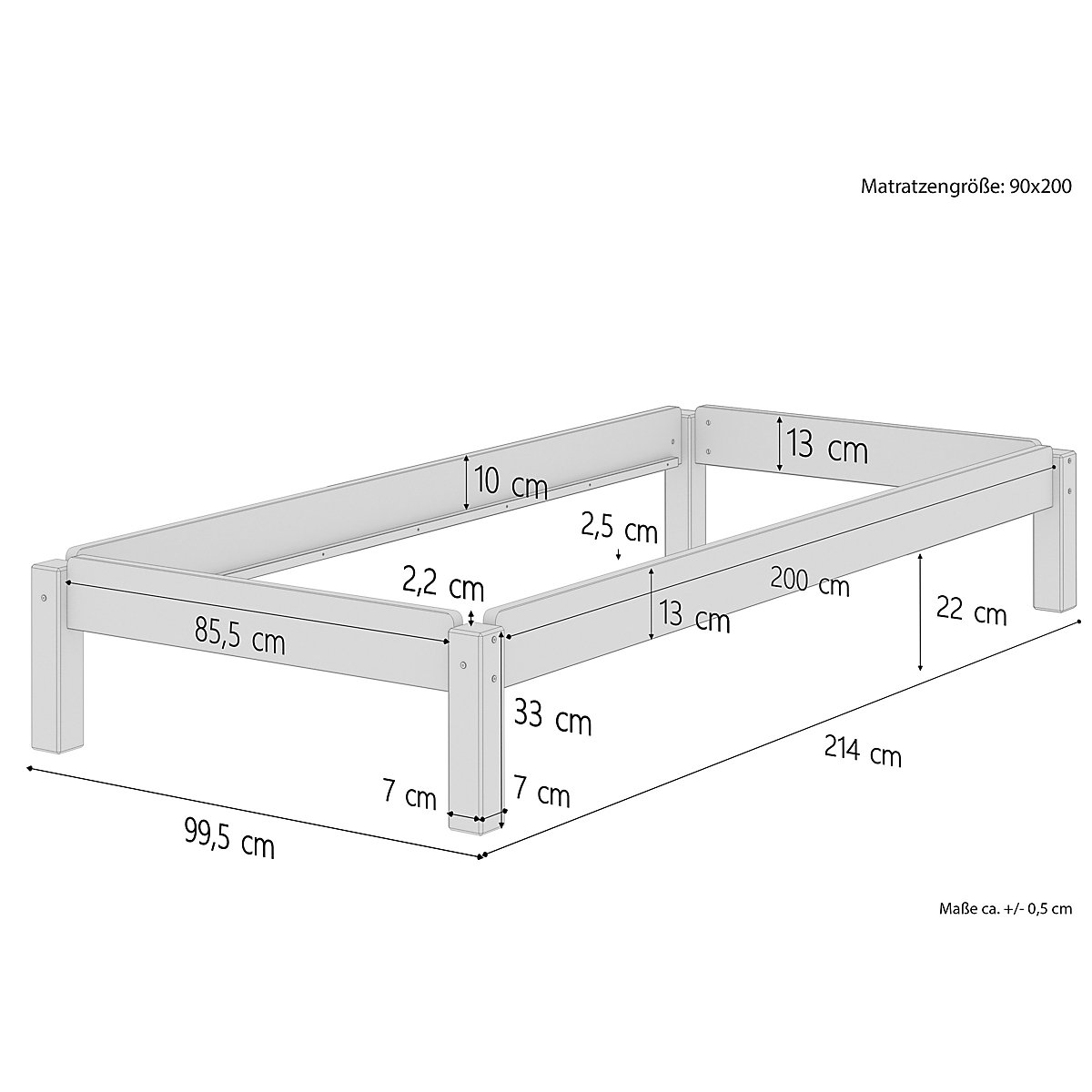 Stapelbett 90x200 Kiefer massiv ohne Zubehör