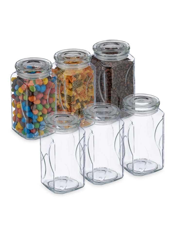 relaxdays 6 x Vorratsglas in Transparent - 1000 ml günstig kaufen onesize