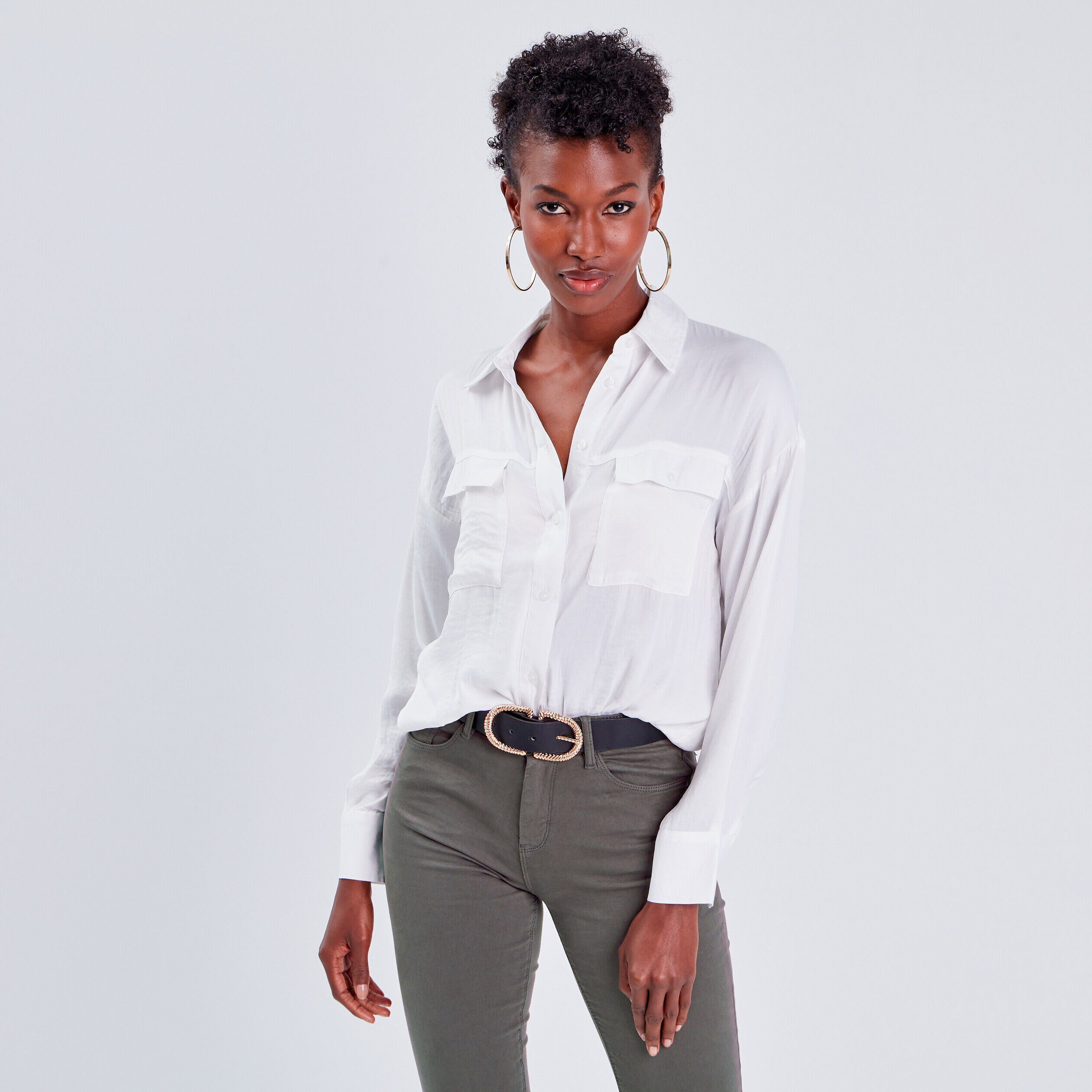 Chemise manches longues ecru femme | Cache Cache