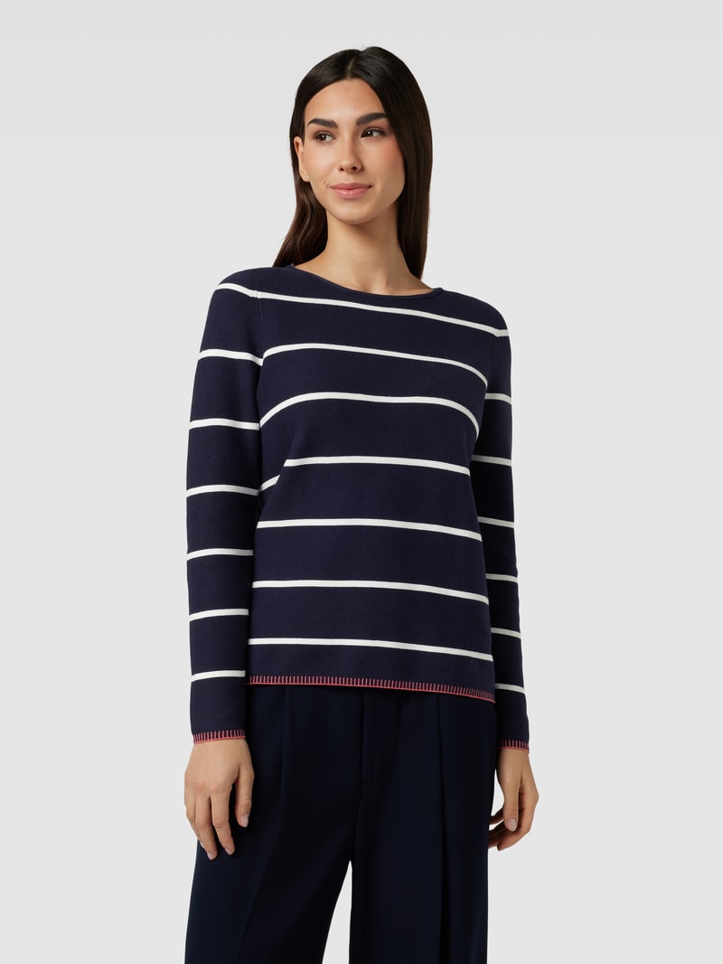 Strickpullover mit Streifenmuster in dunkelblau