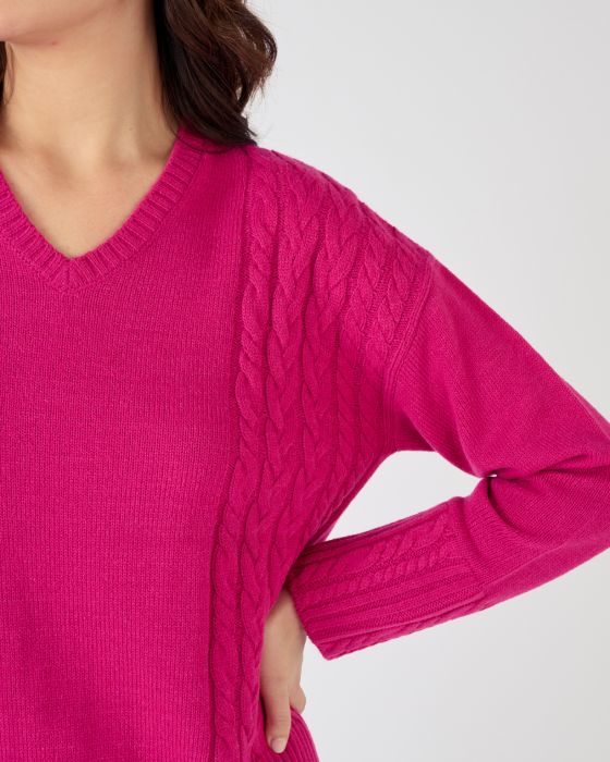 Pull col V à torsades