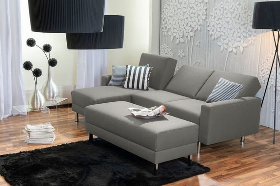 Max Winzer® Loungesofa Just Fashion Funktionssofa Flachgewebe hellgrau, 1 Stück, Made in Germany