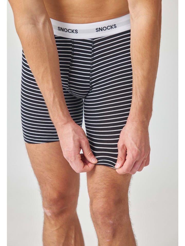 SNOCKS Lange Boxershorts 6 Stück in Schwarz (Streifen) günstig kaufen