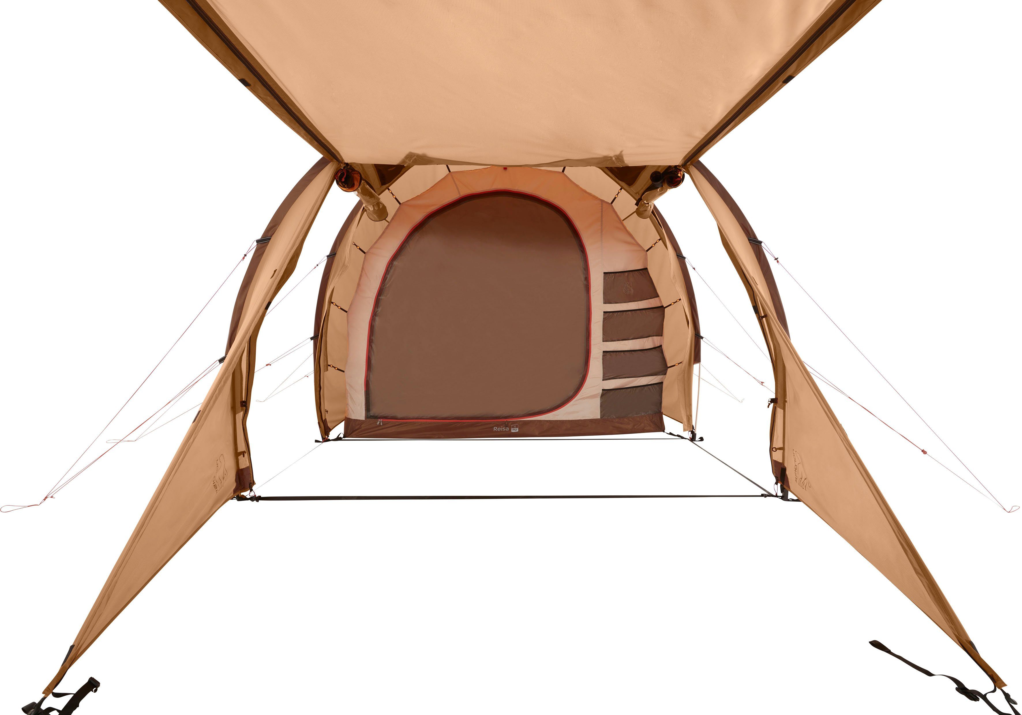 Nordisk Gruppenzelt Reisa 4 PU Tent Cashew/Brown, Personen: 4 (Packung, 1 tlg)