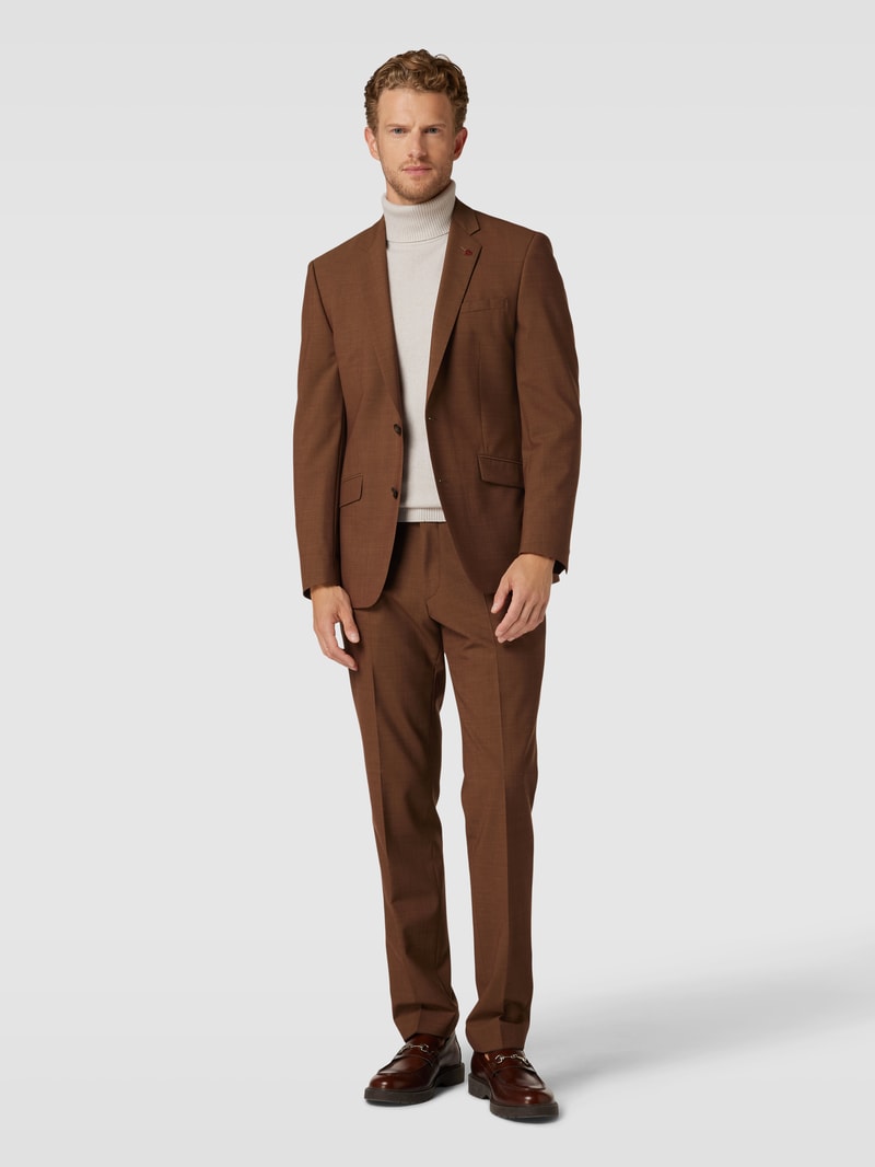 Slim Fit Anzug mit 2-Knopf-Sakko in hellbraun