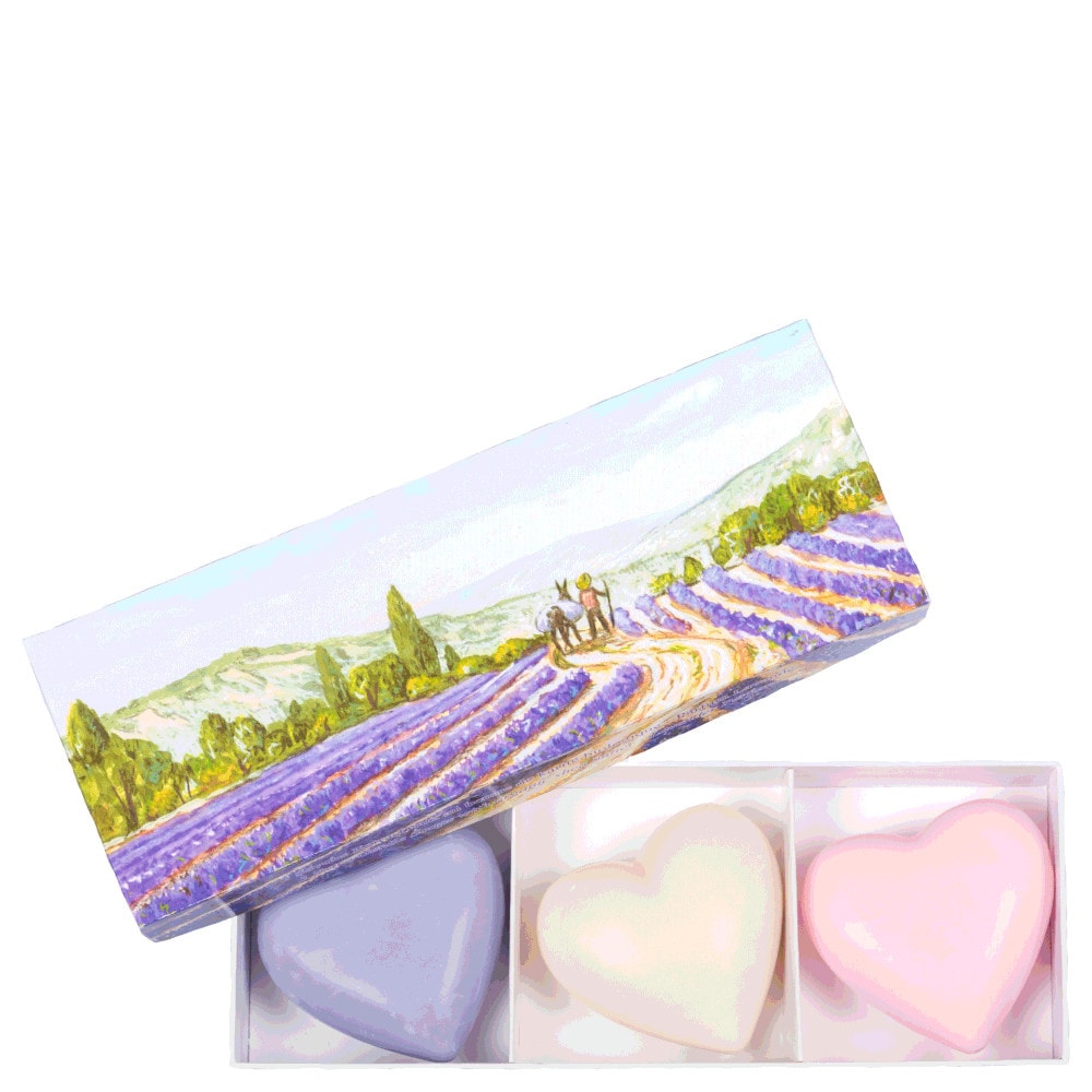 La savonnerie de nyons Coffret de 3 Savons Cœur 100g (Lavande,Fleur de Coton, Rose) Savon