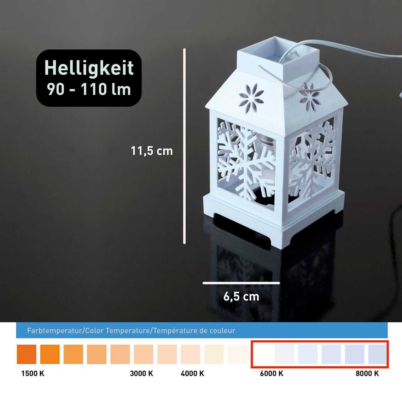 X4-Life X4-LIFE LED Laternen Lichterkette mit Schneeflocken Projektion