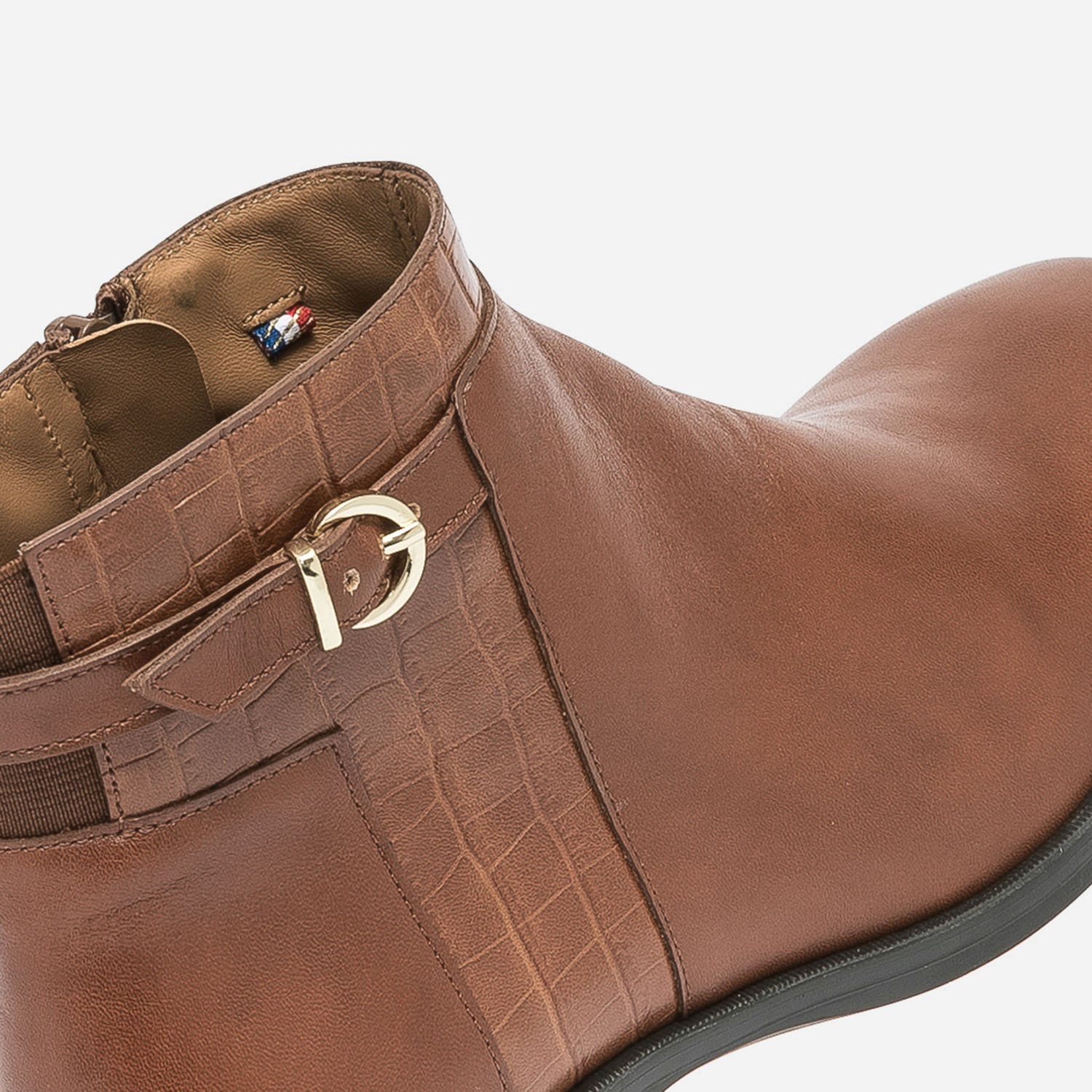 Boots ERAM FLEX cognac en cuir avec effet croco