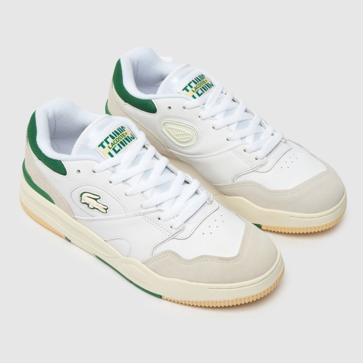 Lacoste – Lineshot-sneakers i vitt och grönt