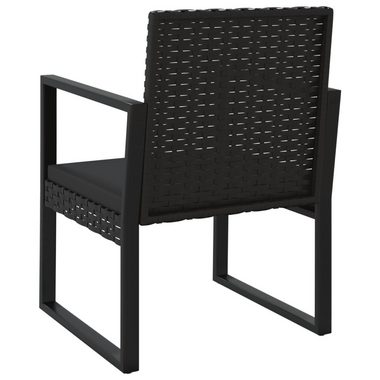 vidaXL Loungesofa 3-tlg. Garten-Lounge-Set mit Kissen Schwarz Poly Rattan, 3 Teile
