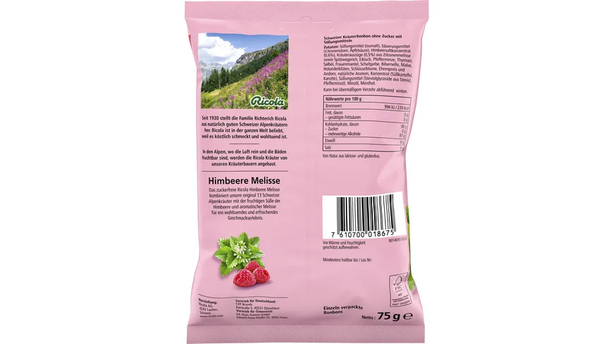 Ricola Himbeere Melisse 75 g