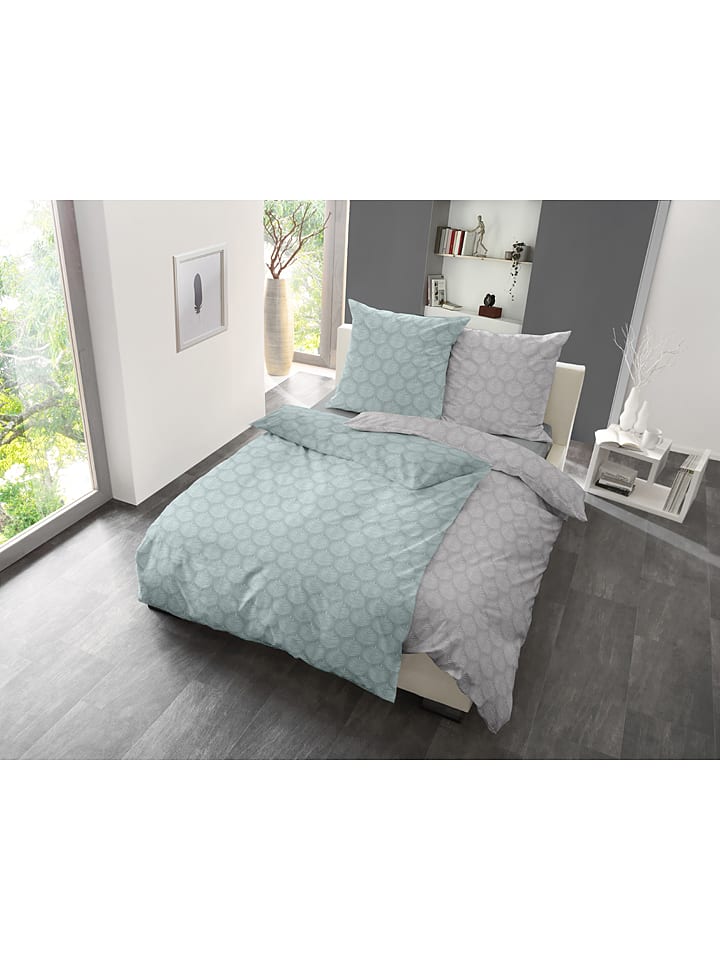 Sigmapur Jacquard-Flanell-Bettwäsche-Set in Hellblau günstig kaufen