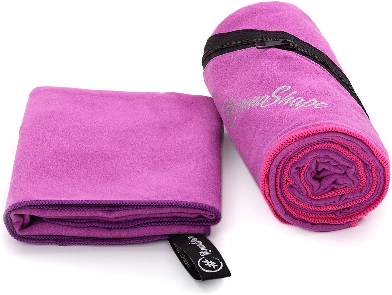 NirvanaShape Sporthandtuch Mikrofaser Handtuch, Badehandtuch, Reisehandtuch, Sporthandtuch, Ecktasche mit Reißverschluss, saugfähig, leicht, schnelltrocknend
