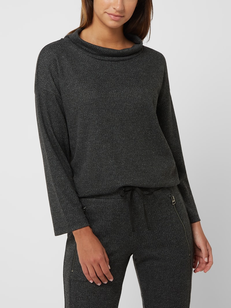 Sweatshirt in Salz-und-Pfeffer-Optik in schwarz