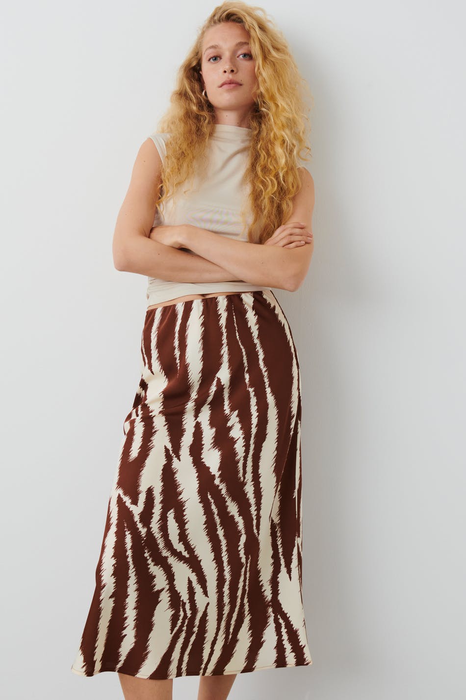 Satin midi skirt