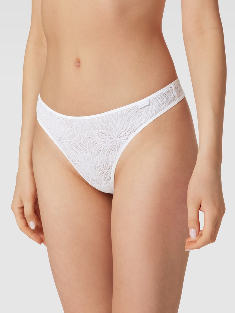 String mit Spitzen-Muster Modell 'Sheer Marquisette' in weiß
