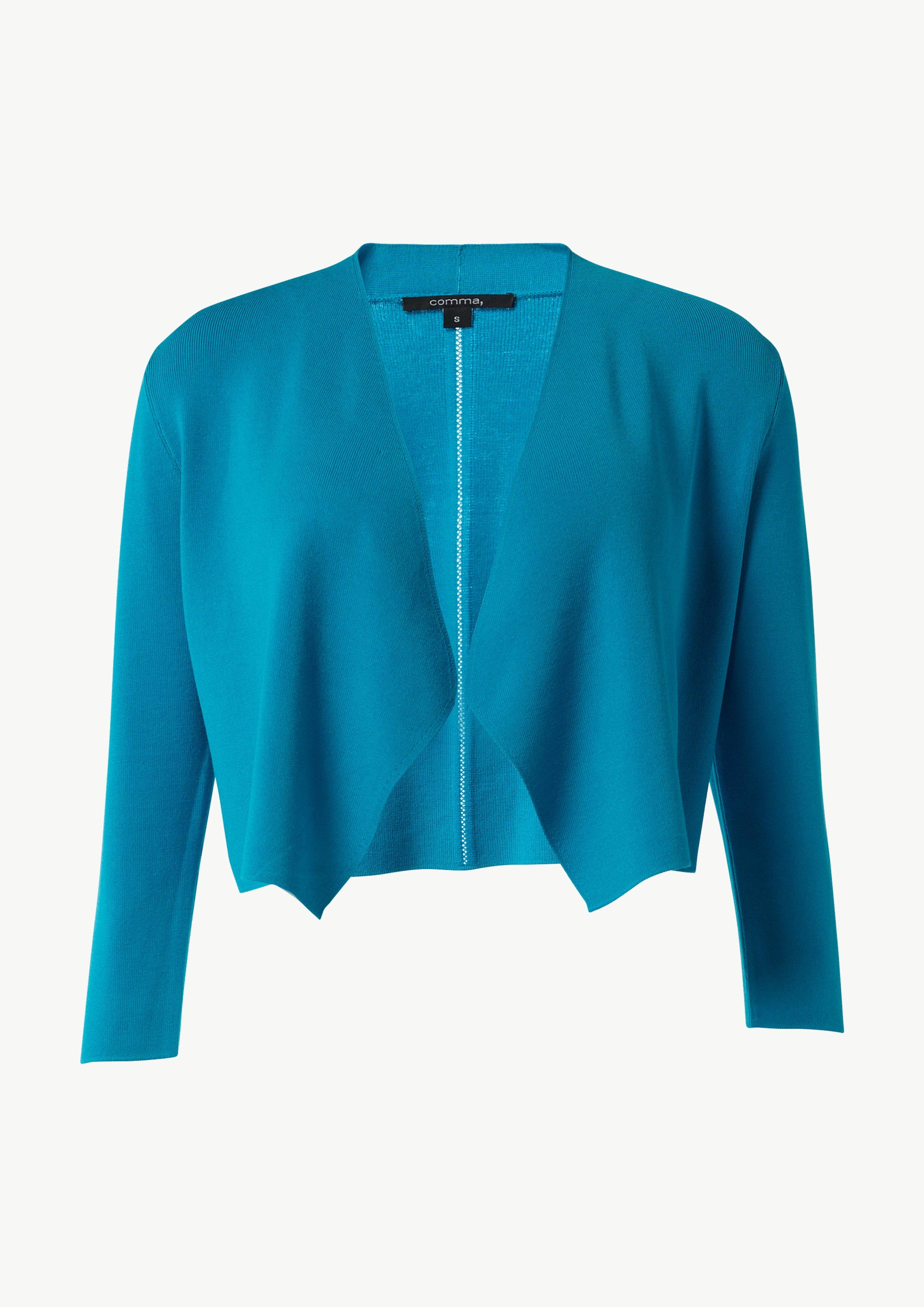 Verkürzte Strickjacke aus Viskosemix - pastelltürkis