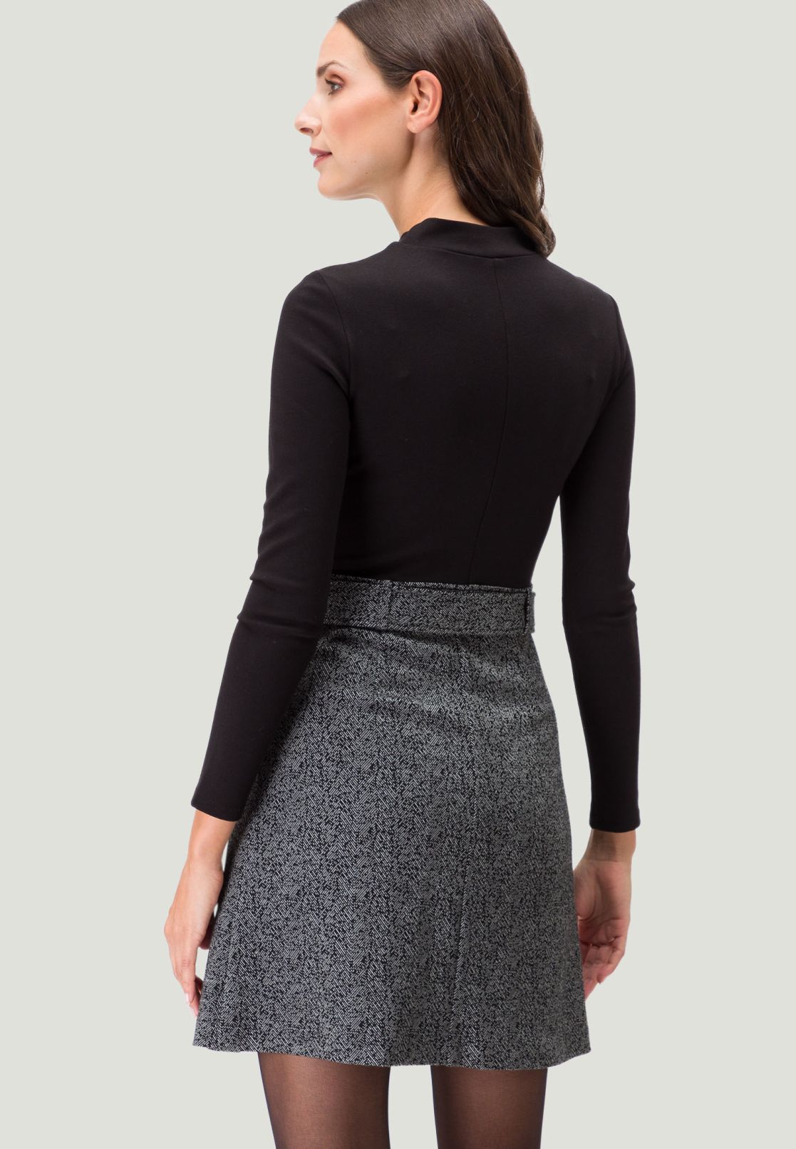 Minikleid  2 in 1 Optik Fischgrätenmuster
