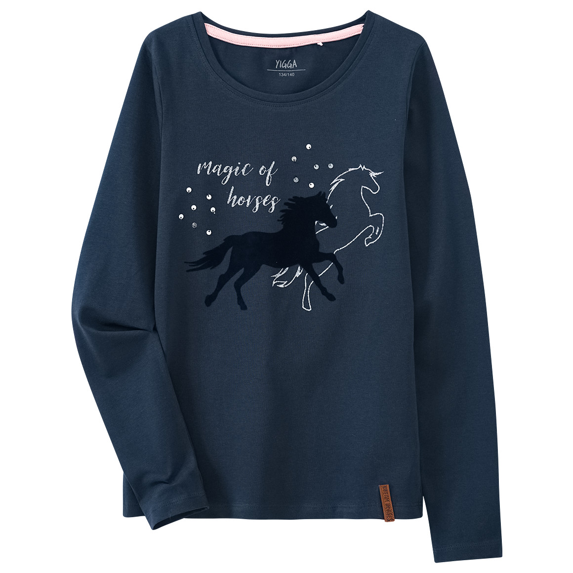 Mädchen Langarmshirt mit Pferde-Motiv