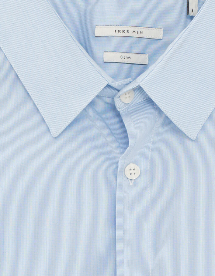Chemise SLIM bleu ciel à fines rayures Homme