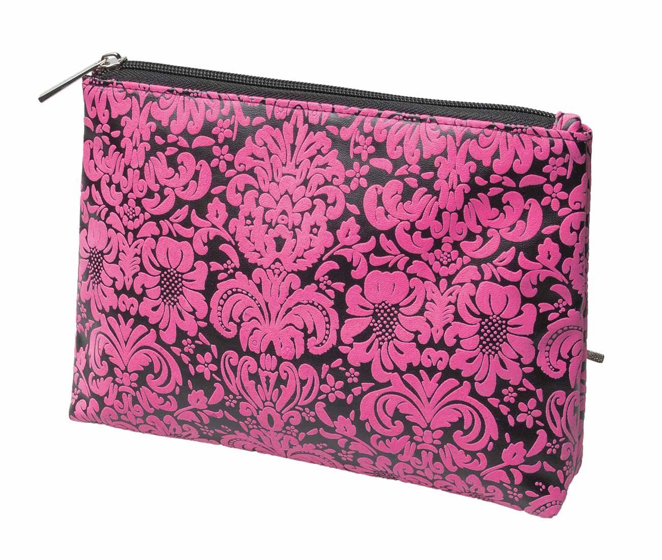 Koskaderm Kosmetikkoffer Schminktasche, schwarz-pink 24 x 17,5 cm Kosmetiktasche, Kosmetex Kulturtasche