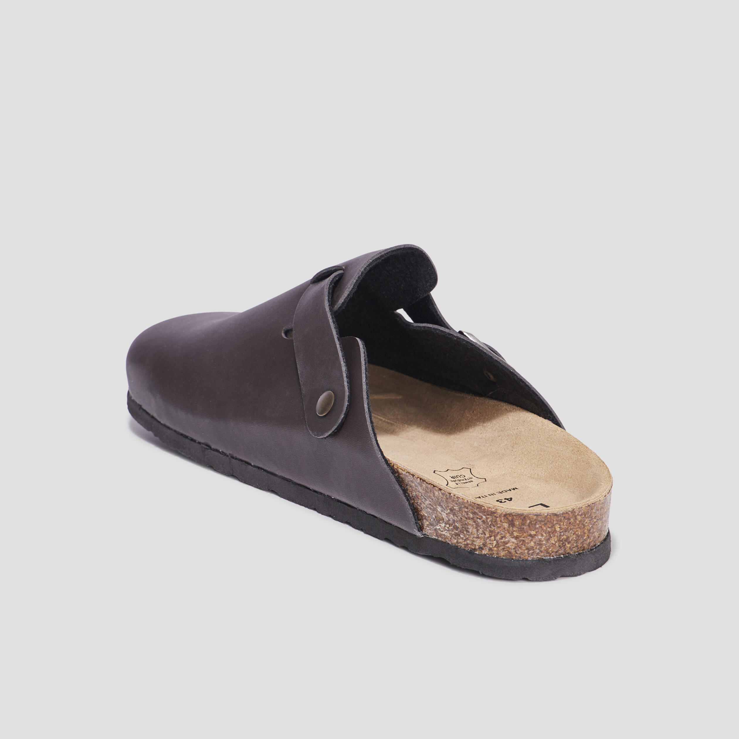 Mules plates en cuir Gabot marron homme | La Halle