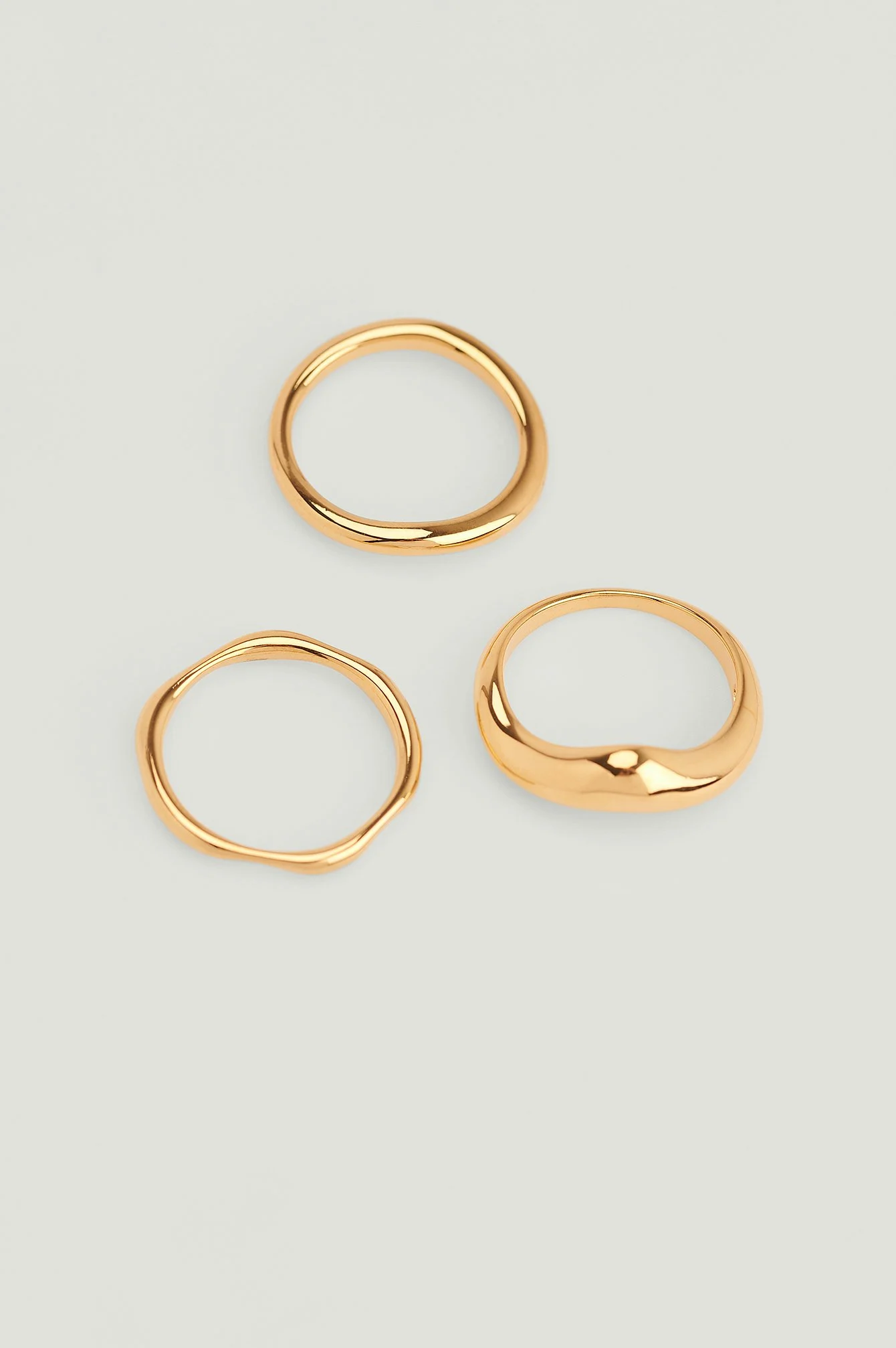 Recycelte Vergoldete gewellte Ringe im 3-er Pack