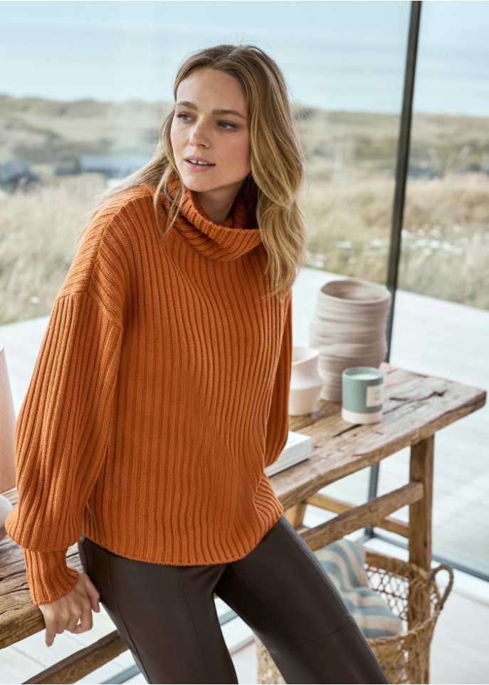 Ripppullover mit Ballonärmel