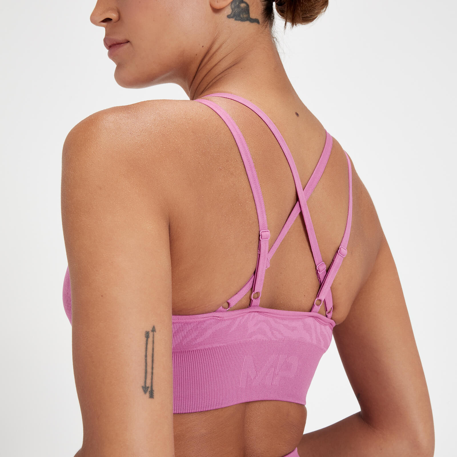 Brassière de sport sans coutures MP Tempo pour femmes – Rose fleur zébré