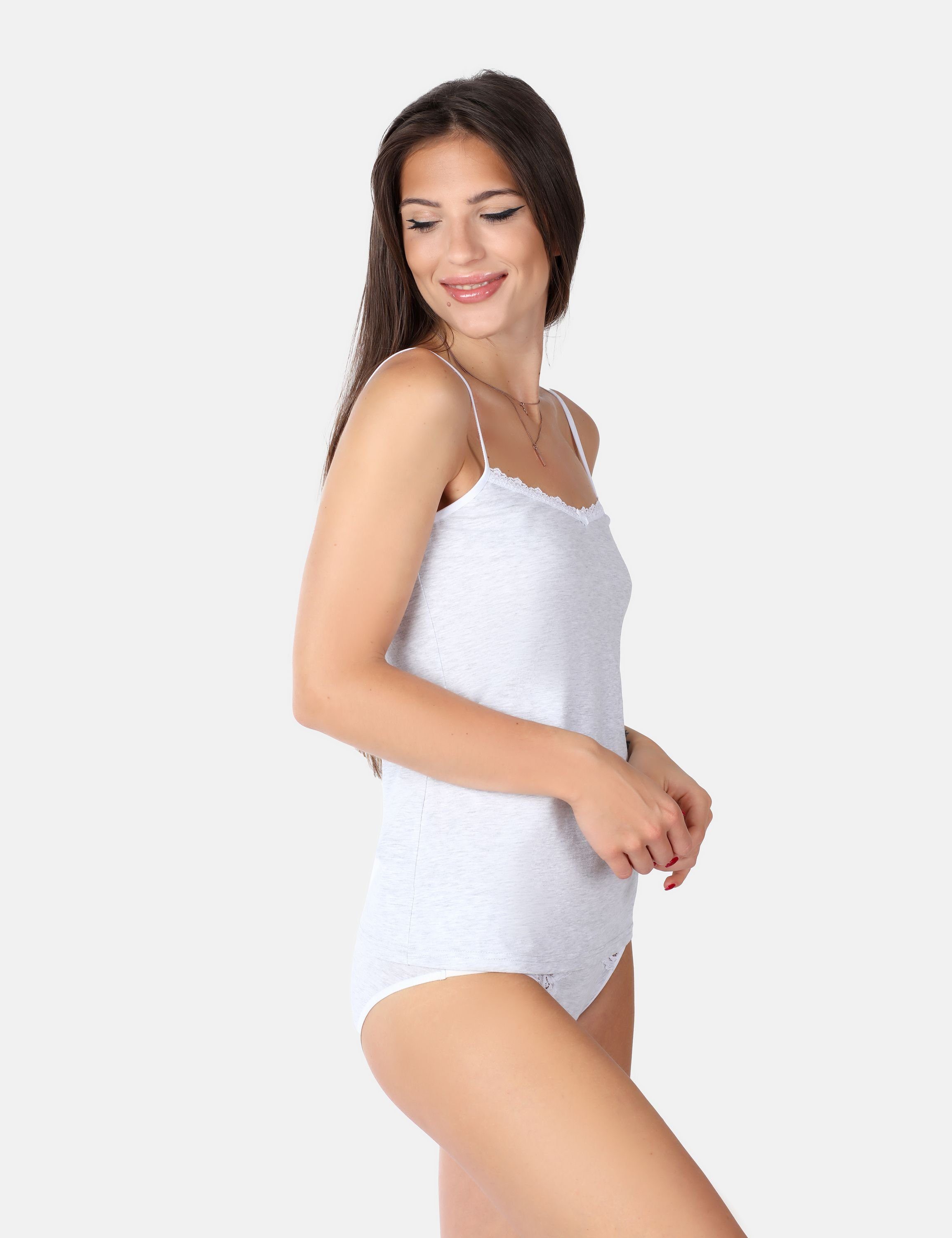 Bellivalini Unterhemd Damen Unterhemd aus Baumwolle mit Spitze BLV50-221