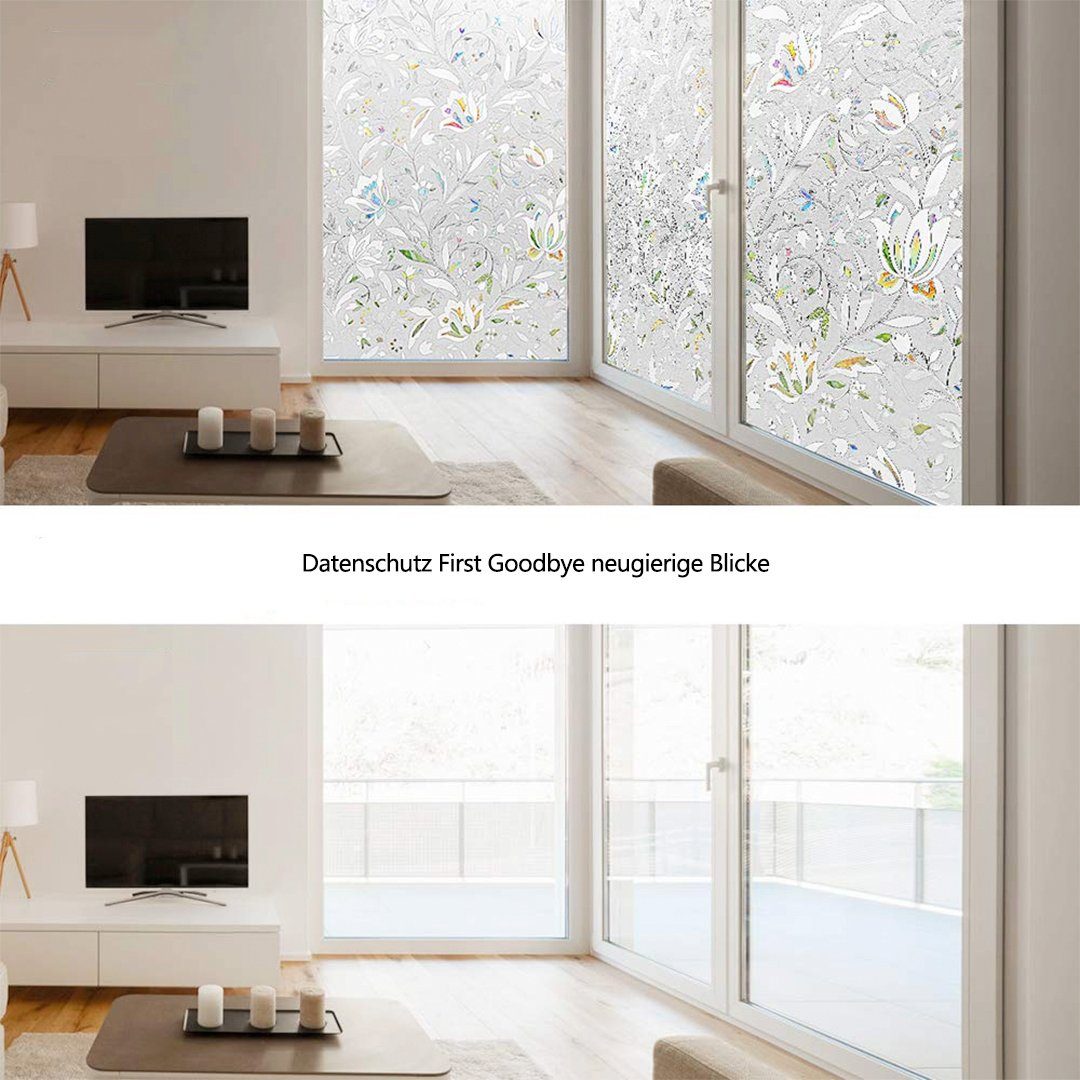 Fensterfolie Fensterfolie,selbsthaftend,Blickdicht,Anti-UV,dekorativ, Buntglasfolie, SOTOR, Fensterabdeckung, Milchglasfolie,Tulpe