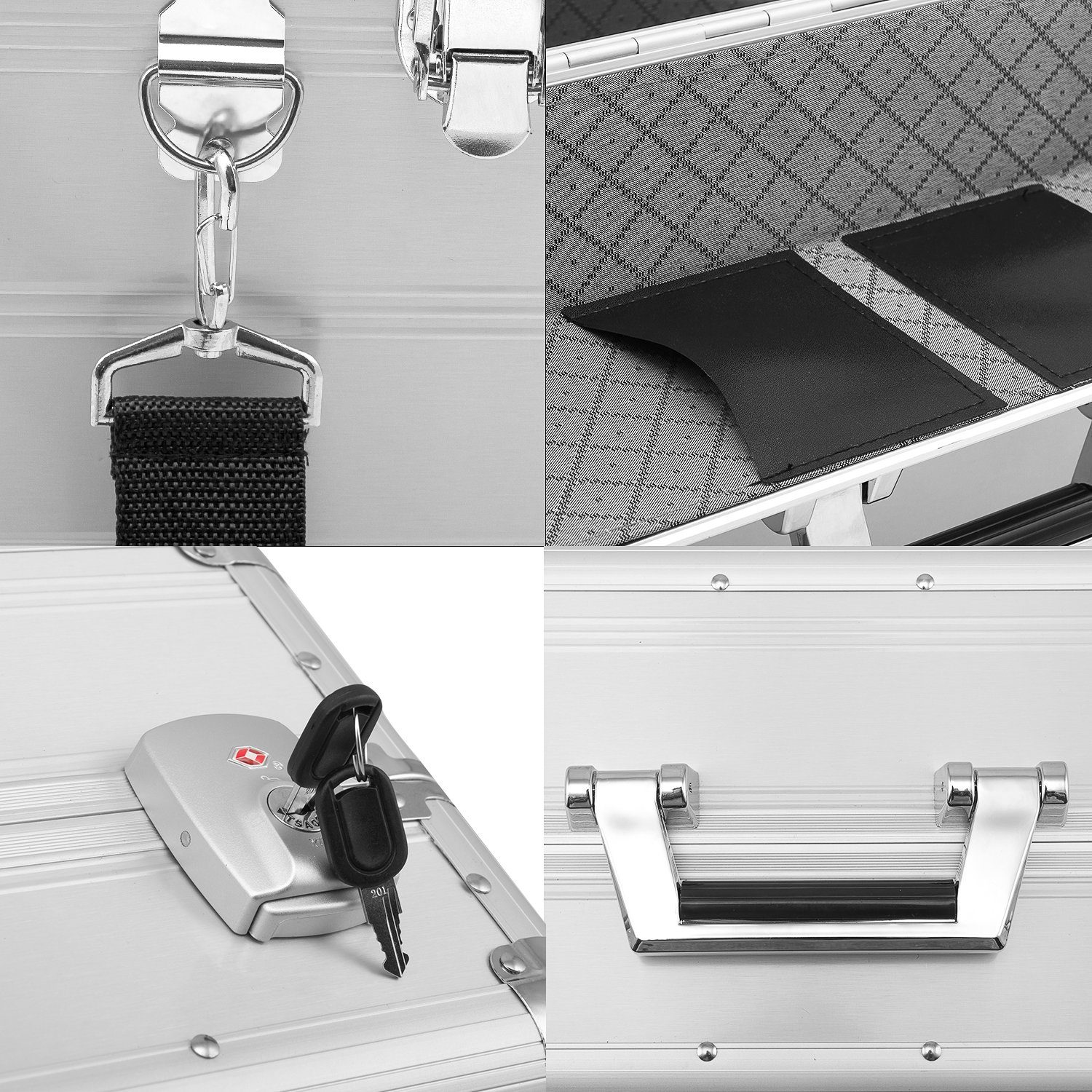 anndora Pilotenkoffer Businesskoffer TSA Schlösser Aluminium Oberfläche Farbwahl, 0 Rollen