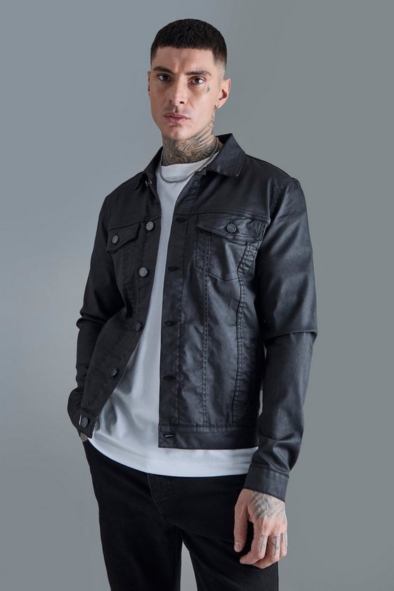 Tall beschichtete Jeansjacke