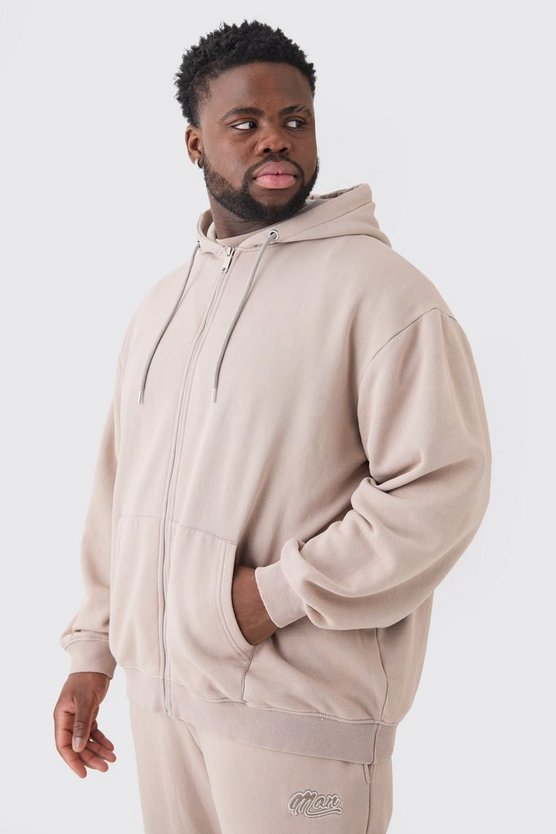 Plus Oversize Hoodie mit Reißverschluss