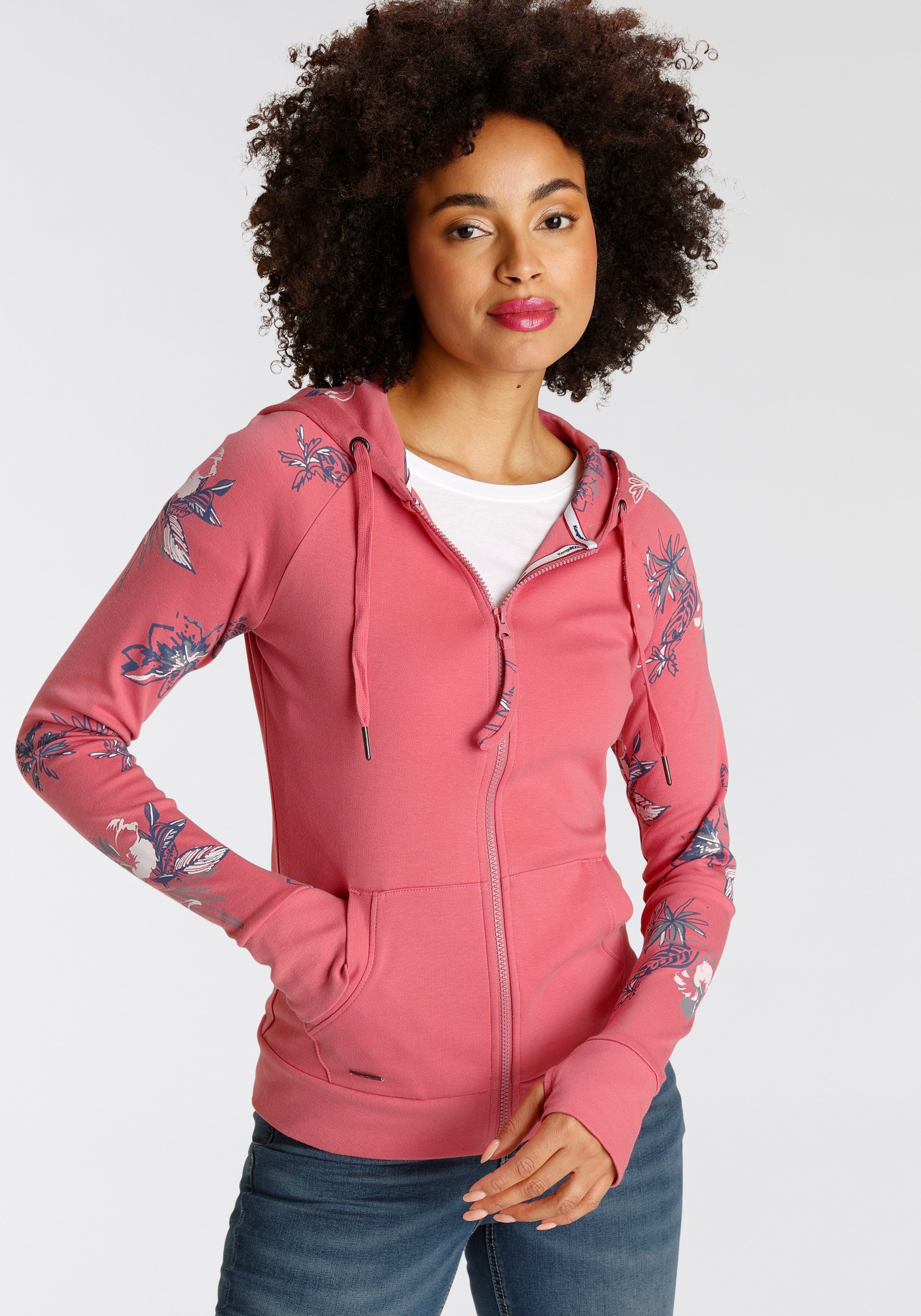 KangaROOS Kapuzensweatjacke mit blumigem Druck im Hawaii-Look - NEUE KOLLEKTION