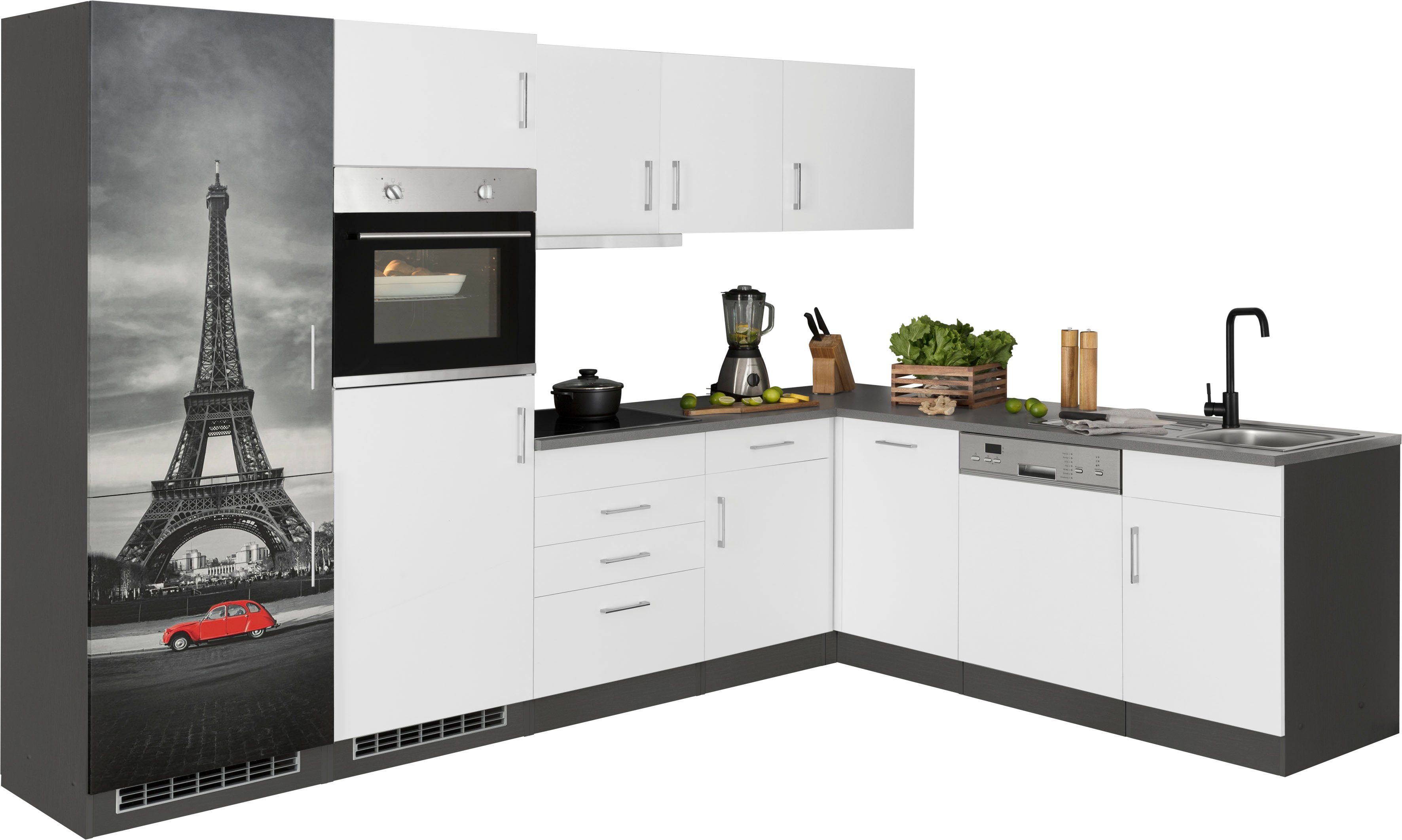 HELD MÖBEL Winkelküche Paris, Stellbreite 290/220 cm, wahlweise mit Induktionskochfeld