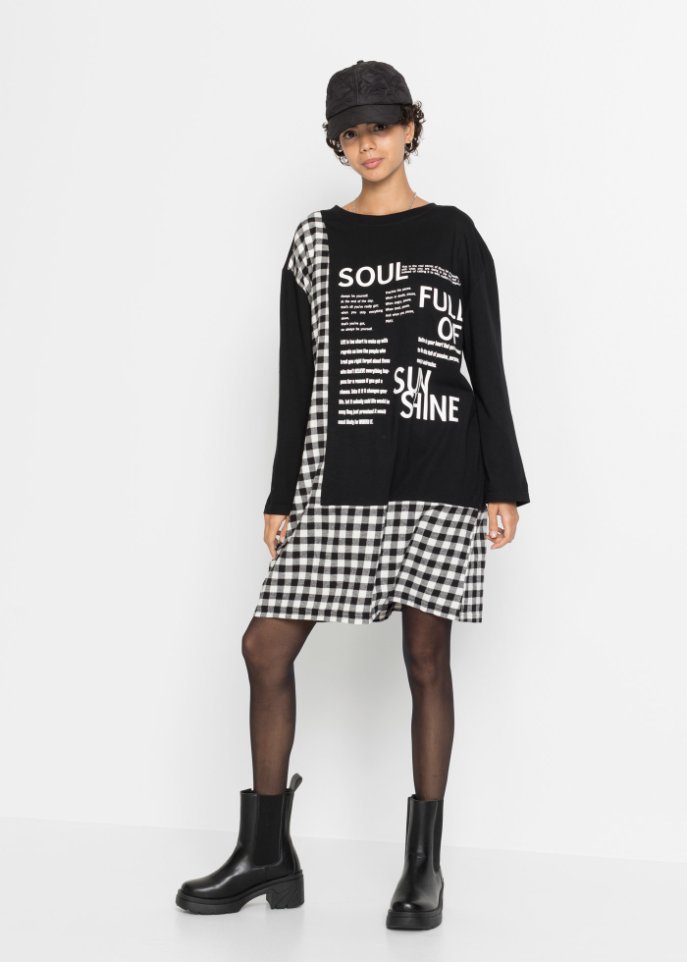 Shirtkleid mit Webeinsatz