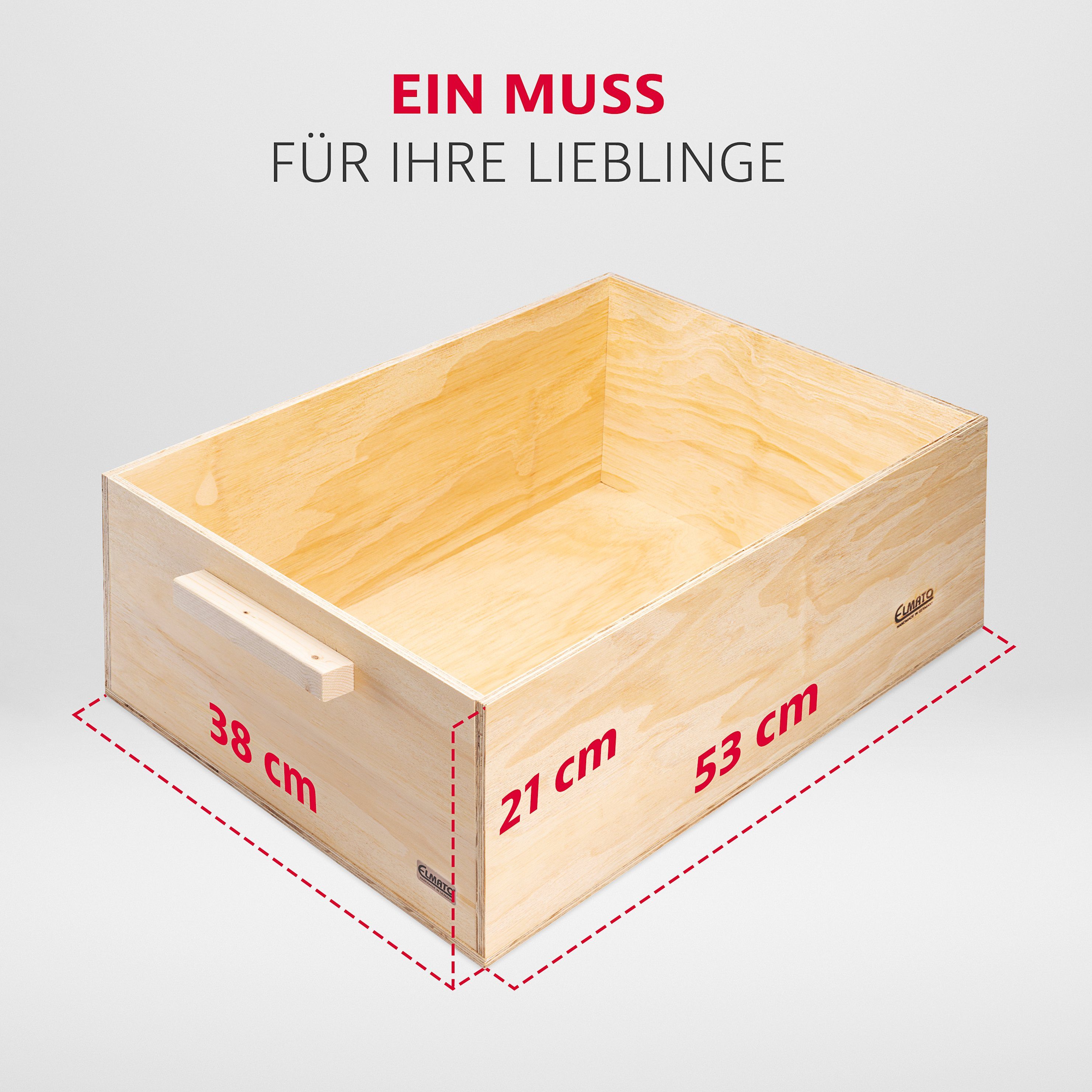 ELMATO Nagerhaus Elmato 12088 Buddelkiste Sandbad für Kaninchen Hasen XL, 53x38x21cm