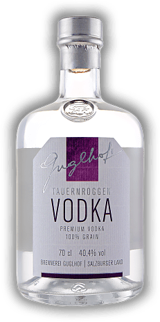 Guglhof Vodka aus Tauernroggen Guglhof Vodka aus Tauernroggen Ein Vodka mit höchstem Anspruch. 0,7	 Liter - Vol 40,4%