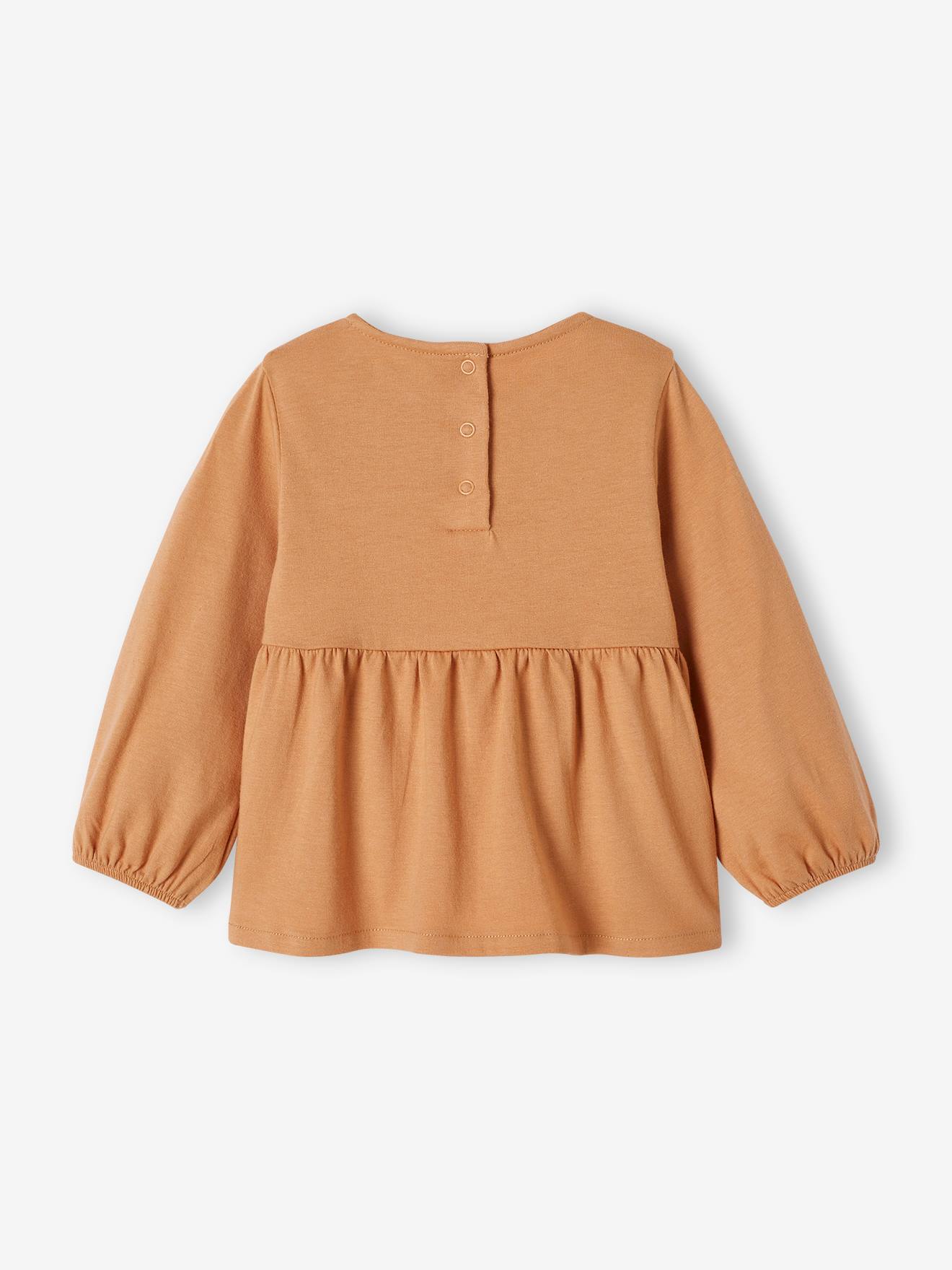 Vertbaudet Baby Shirt mit Smokarbeit - camel
