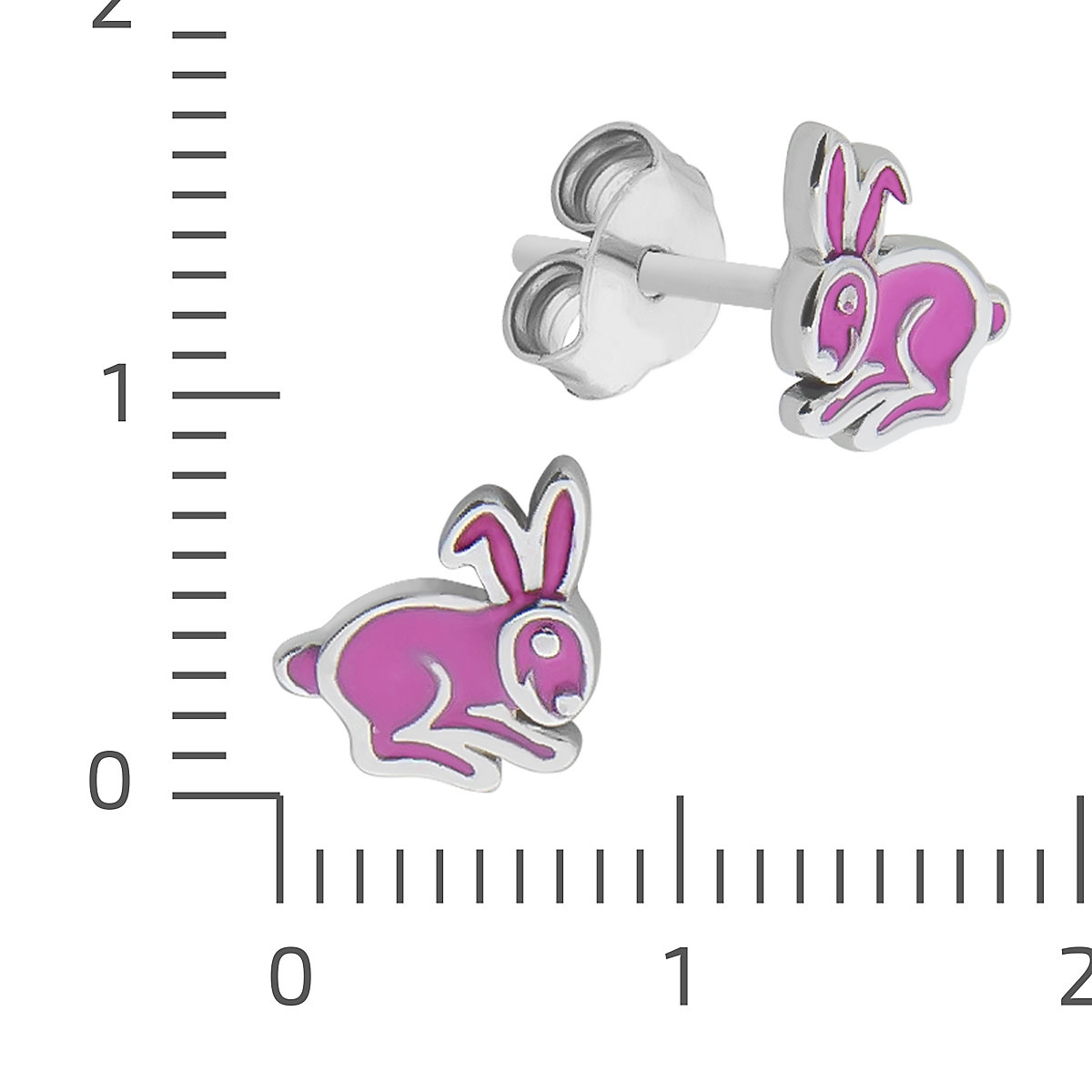 Ohrringe 925 Sterling Silber Hase Lack rosa rhodiniert Ohrstecker für Kinder