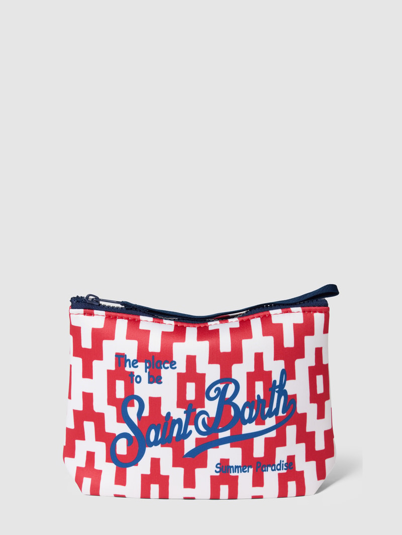 Kulturtasche mit Allover-Muster Modell 'ALINE SPONGE' in rot