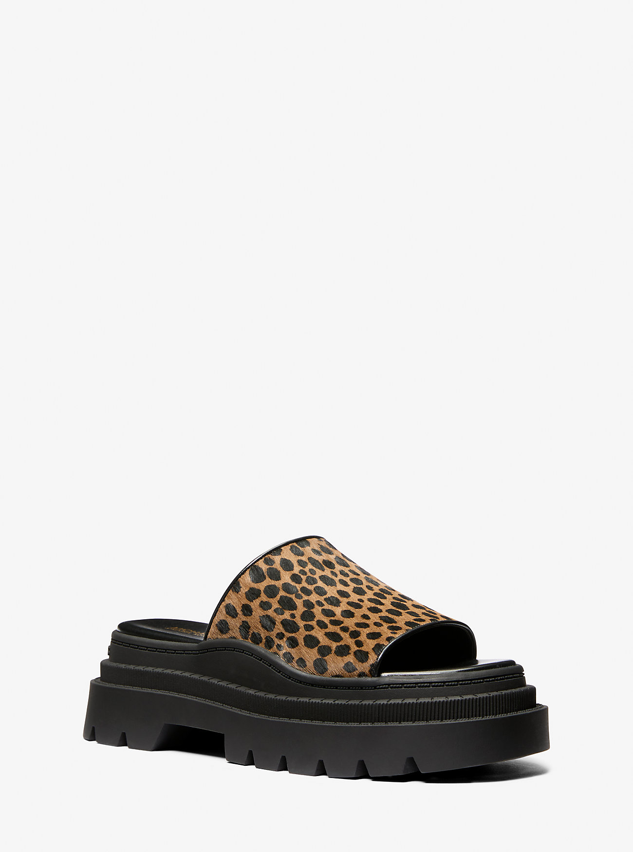 Kendra Cheetah Print Calf Hair Platform Slide Sandal - HUSK MULTI