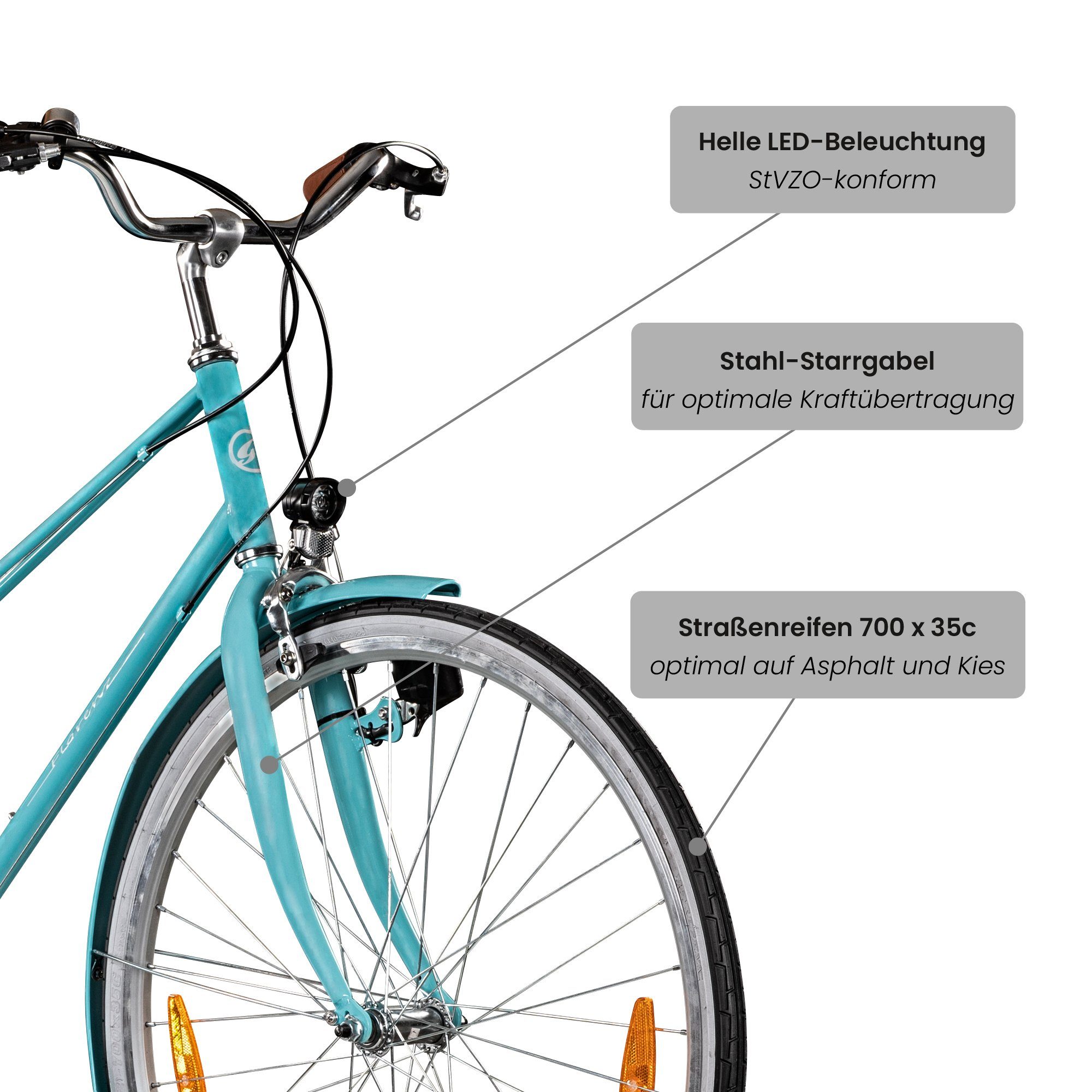 Galano Cityrad Florenz, 6 Gang, Kettenschaltung, Galano Florenz 28 Zoll 155-185cm Cityrad 6 Gänge retro Fahrrad V-Brake