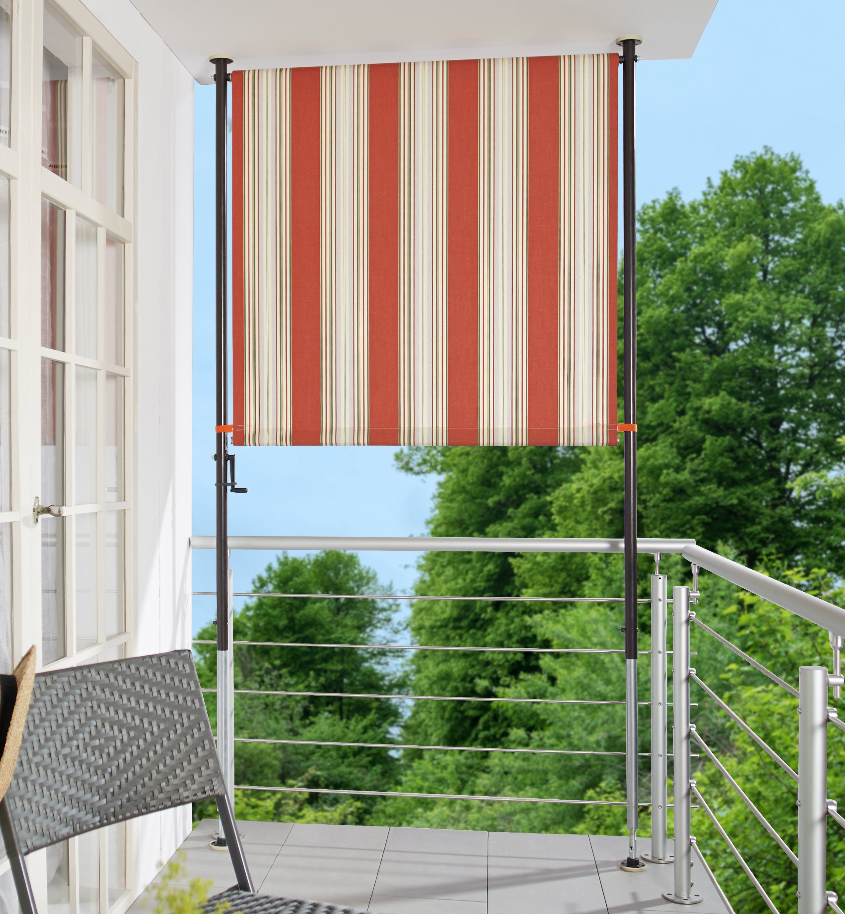Angerer Freizeitmöbel Klemm-Senkrechtmarkise Nr. 9300 rot/beige, BxH: 120x275 cm