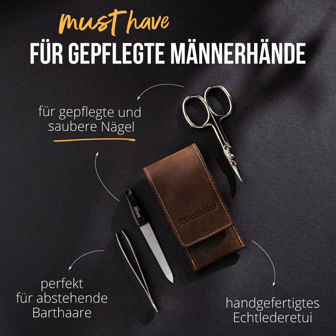 Störtebekker Nagelpflege-Set - Schere, Feile, Pinzette aus rostfreiem Edelstahl