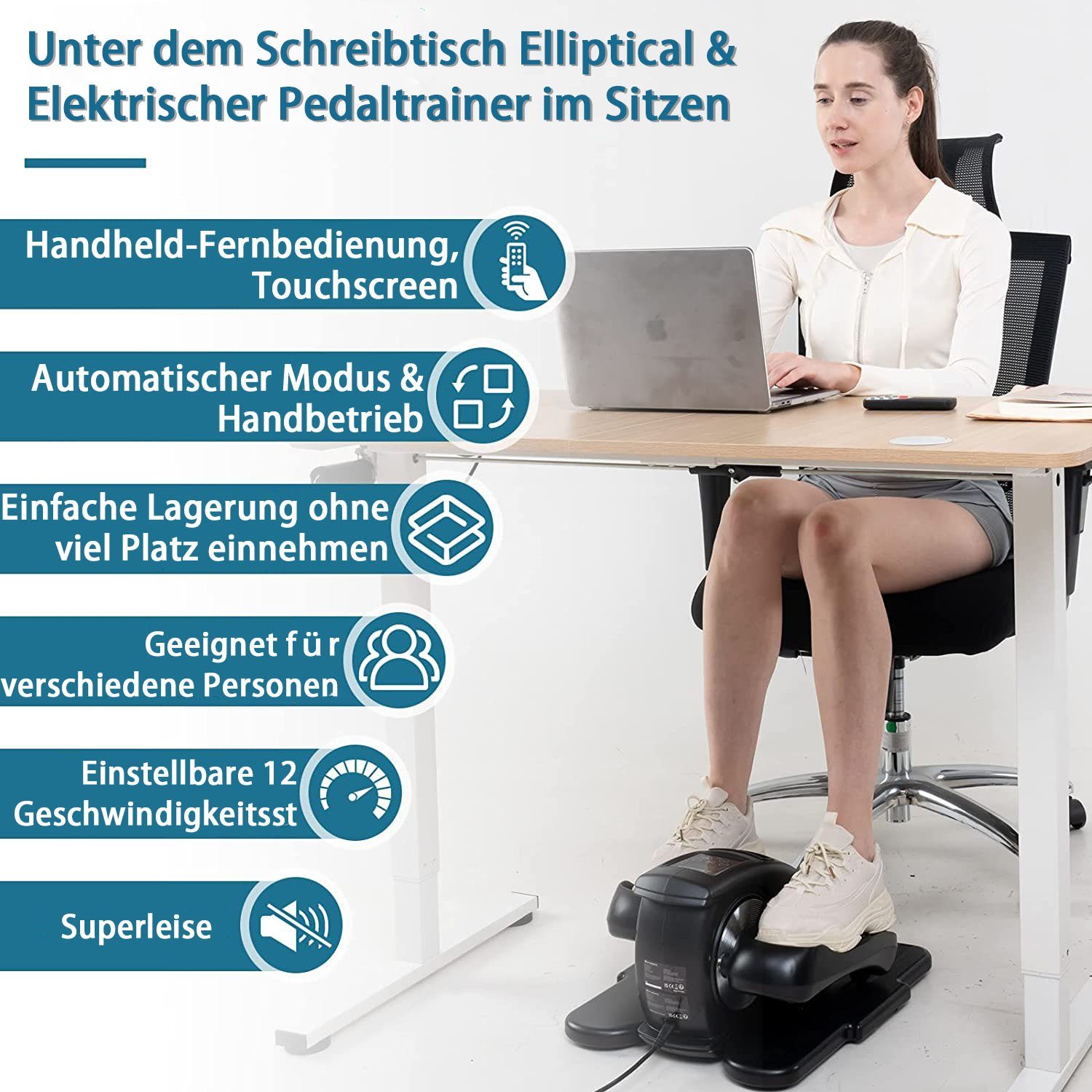 GEARSTONE Mini-Stepper, Mini Ellipsentrainer mit 12 Einstellbaren Widerstanden/Remote