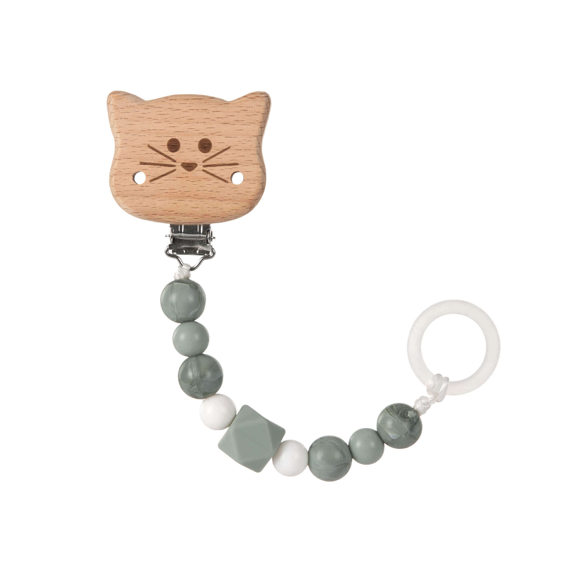 Schnullerkette - Little Chums, Katze Grau