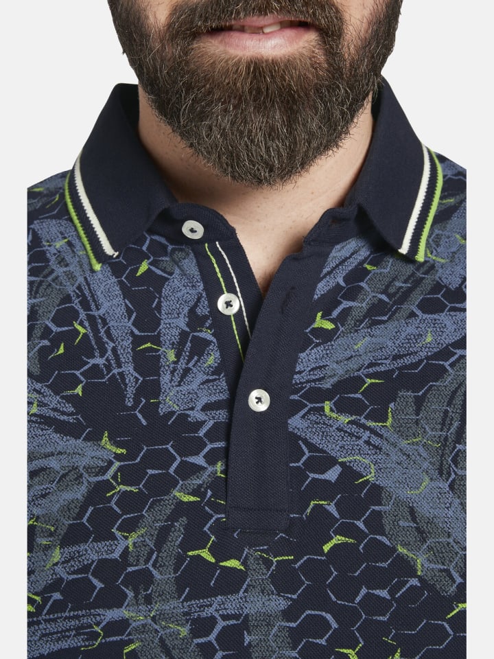 Charles Colby Poloshirt EARL BEAGAN in dunkelblau bedruckt günstig kaufen L