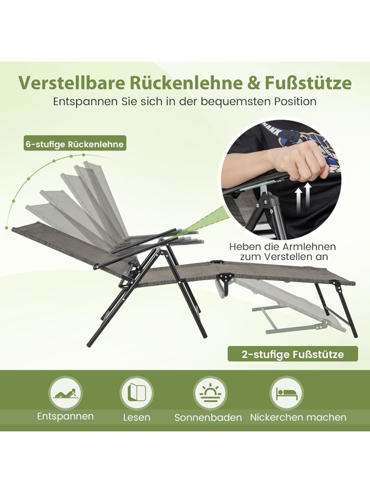 COSTWAY 2er Set Sonnenliege klappbar in Braun günstig kaufen onesize